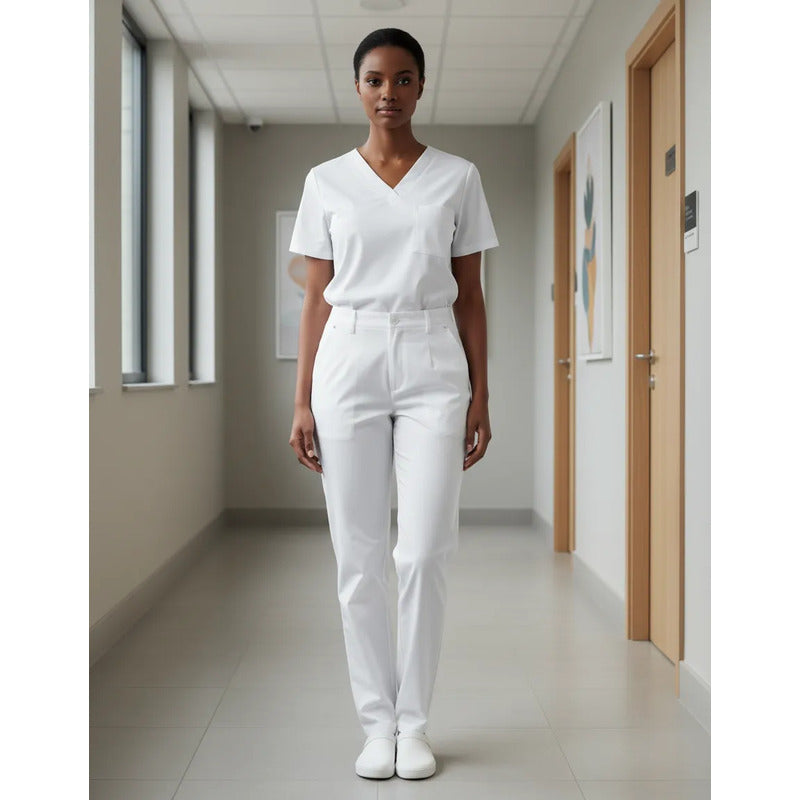 Pantalón Médico Blanco Para Uniforme Clínico Tallas 32 Y 36 Blanco 32 Lisa 32