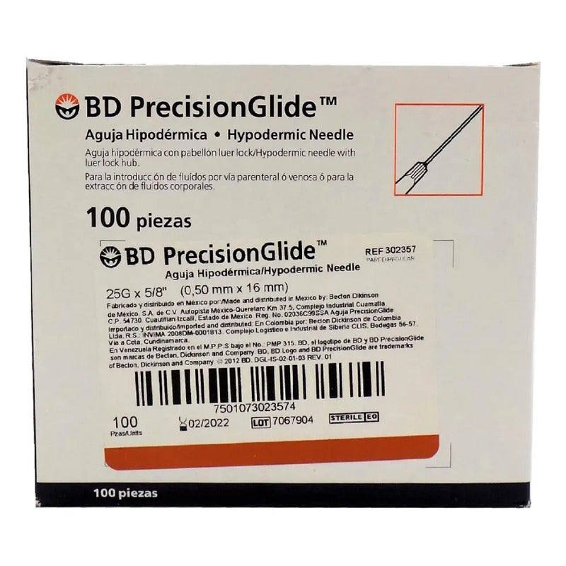 9 Agujas Hipodermica 25g X 5/8  Caja C/100 Piezas