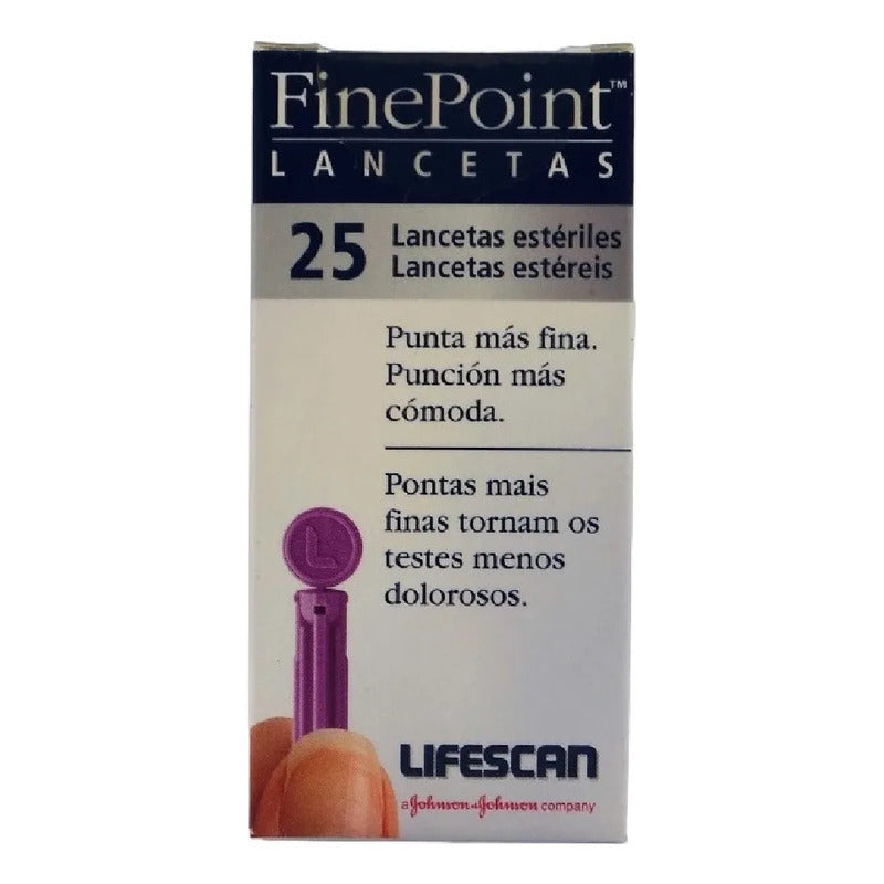Lancetas Finepoint Lifescan Estériles Johnson & Johnson 25 Piezas