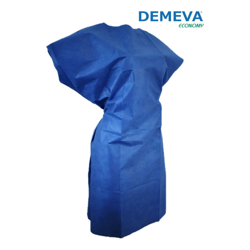 Bata Desechable Para Paciente Azul Demeva Economy 10 Unidades Tela Sms Grado Médico Sin Mangas, Económica, Cómoda Y Resistente Para Spa, Clínicas, Hospitales O Consultorios