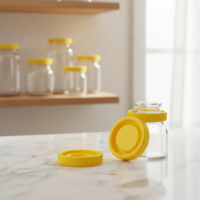 Pack 70 Tapas Deltalab 45mm Para Frascos De Seguridad Rosca Amarillo