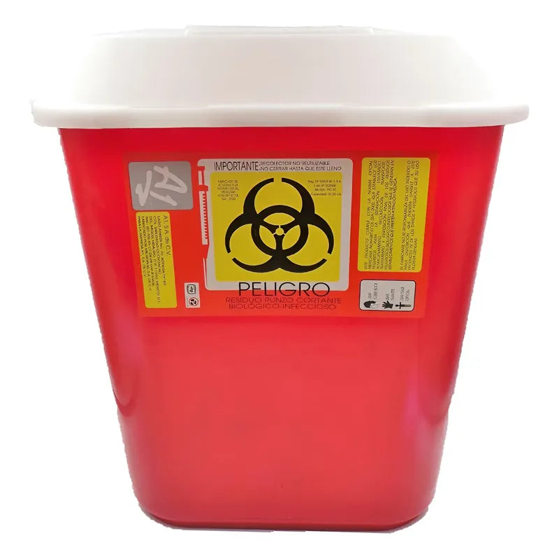 5 Recolector Rojo Para Residuos Punzocortantes 30lts. Pc-30 Rojo