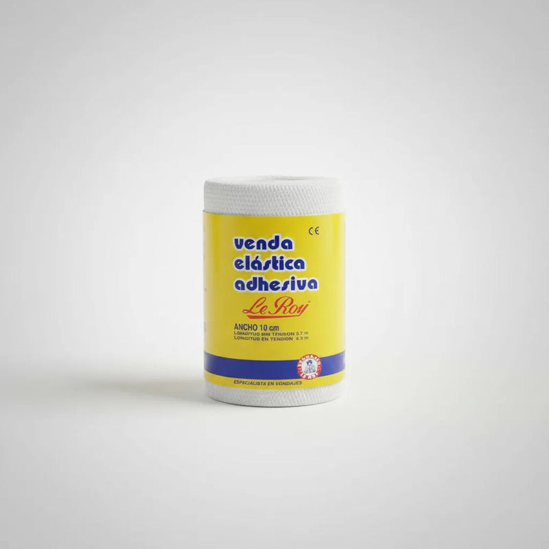 Venda Elástica Adhesiva Leroy 10cmx2.7mx4.5m Profesional Blanco