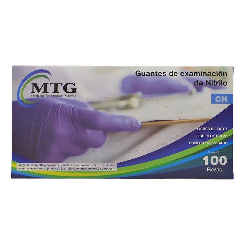Guantes Exploración Chico Noestéril Nitrilo Ambidiestro 100p Azul Claro Chico