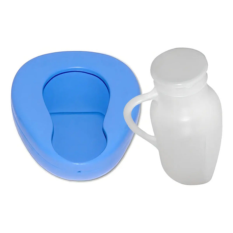 Penico Edigar Adulto Azul Plástico Resistente Con Manijas Antisalpicaduras Liso