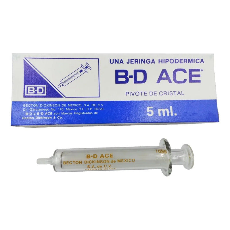 Jeringa HiPodérmica Bd 5 Ml Vidrio Neutro Pivote Cristal 5 Ml