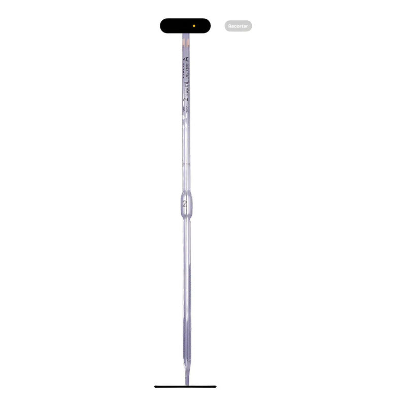 2 Pipetas Volumétrica Vidrio Reutilizable 2ml Clasea Pyrex Transparente