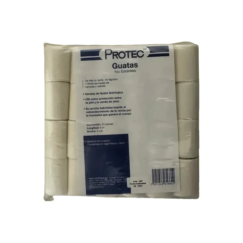 Vendas Guatas Protec 5 Cm X 5m C/24 Rollos No Esteriles Blanco