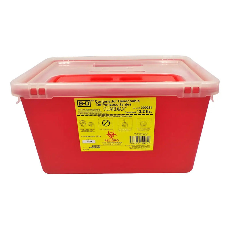 Recolector Rojo Residuos Punzocortantes 13.2lt Rojo