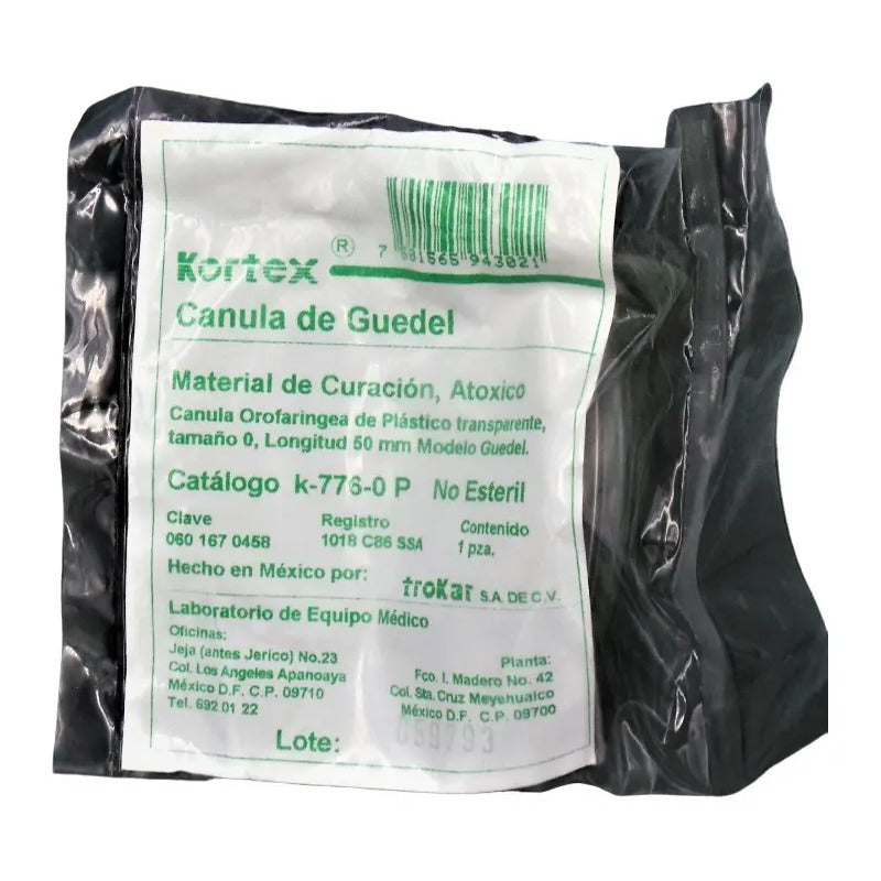 2 Cánula De Guedel Rígida 50 Mm, No. 0 Codificada Por Color