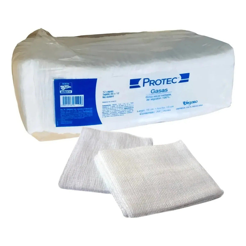 Gasas No Estériles Protec Seca Cortada 10 X 10 Paquete C/200 Piezas