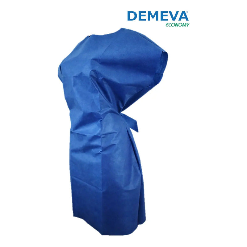 Bata Desechable Para Paciente Azul Demeva Economy 10 Unidades Tela Sms Grado Médico Sin Mangas, Económica, Cómoda Y Resistente Para Spa, Clínicas, Hospitales O Consultorios