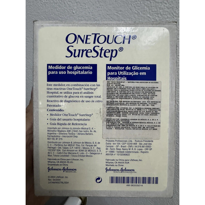 Medidor De Glucosa Onetouch Surestep Para Uso Hospitalario Gris