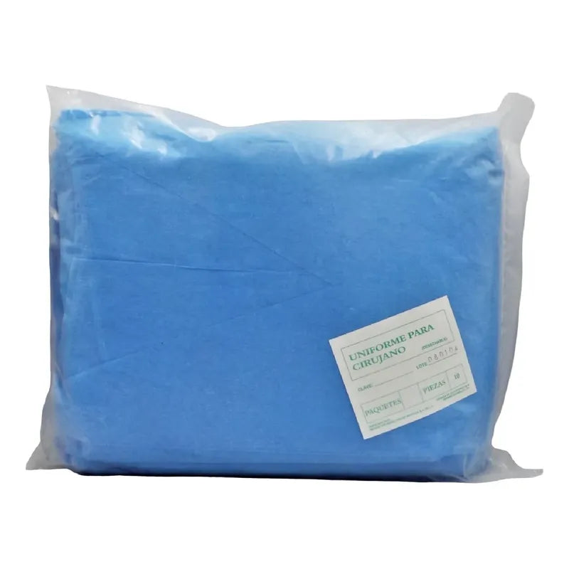 Uniforme Desechable Para Cirujano Azul 10 Piezas Azul Lisa Unitalla
